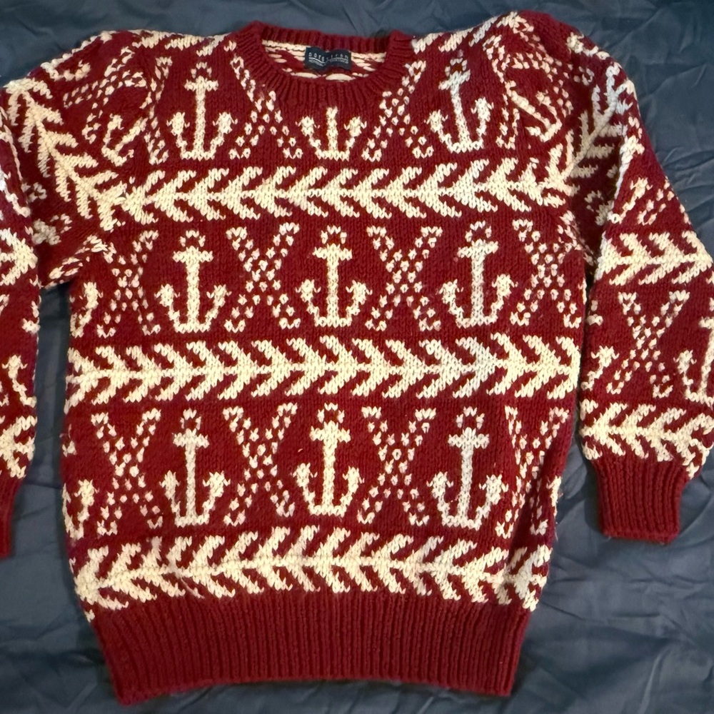Nordstrom Red and White Wool Sweater